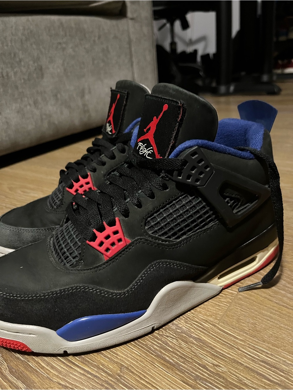 Jordan Black Sneakers with Red and Blue Accents